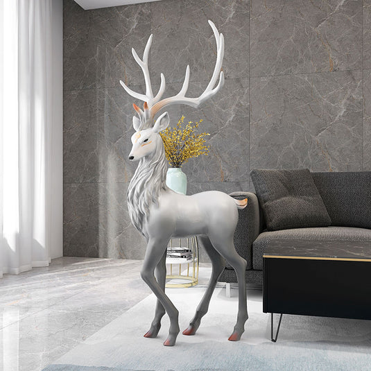 Snow Reindeer Statue for Home Decor-GraffitiWallArt