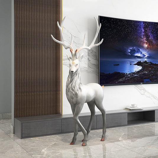 Snow Reindeer Statue for Home Decor-GraffitiWallArt