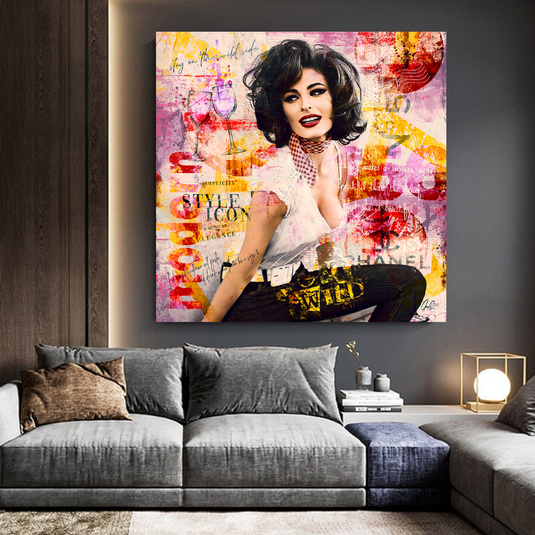 Sophia Loren "Get Wild" Canvas Wall Hanging Art-GraffitiWallArt