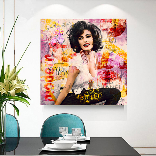 Sophia Loren "Get Wild" Canvas Wall Hanging Art-GraffitiWallArt