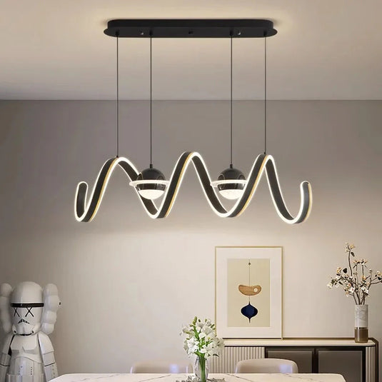 Spiral Rings LED Kitchen Island Chandelier-GraffitiWallArt