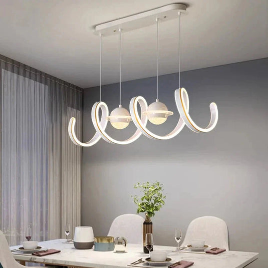 Spiral Rings LED Kitchen Island Chandelier-GraffitiWallArt