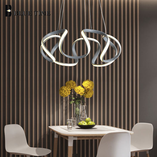 Spiral Wave LED Chandelier: Illuminating Sophistication-GraffitiWallArt