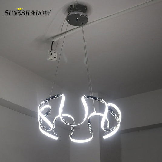 Spiral Wave LED Chandelier: Illuminating Sophistication-GraffitiWallArt