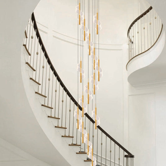 Staircase Spiral Chandelier: Illuminate with Elegance-GraffitiWallArt