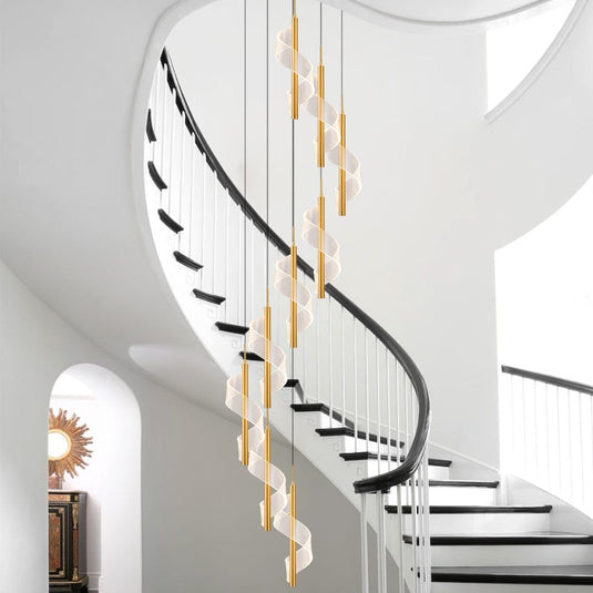 Staircase Spiral Chandelier: Illuminate with Elegance-GraffitiWallArt