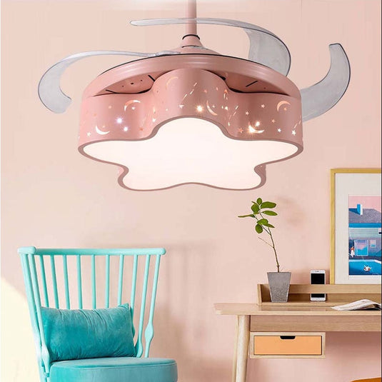 Star LED Light with Fan - Modern Ceiling Fan for Kids Room-GraffitiWallArt