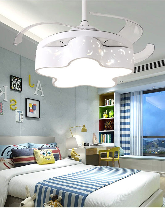 Star LED Light with Fan - Modern Ceiling Fan for Kids Room-GraffitiWallArt