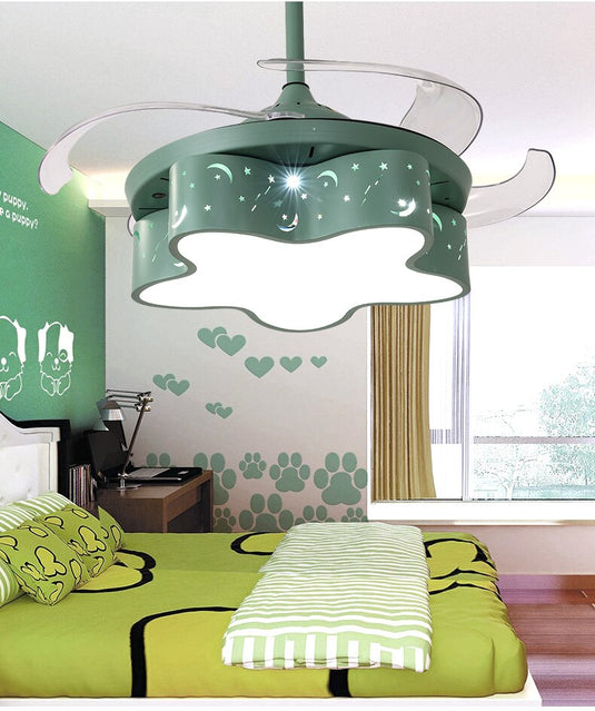 Star LED Light with Fan - Modern Ceiling Fan for Kids Room-GraffitiWallArt