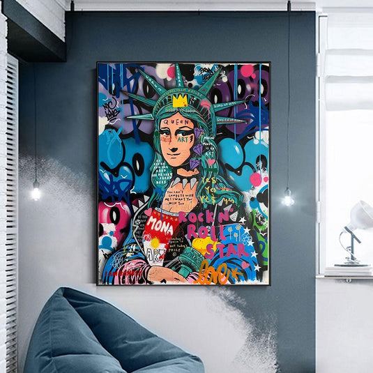 Statue Of Liberty Graffiti Canvas Wall Art-GraffitiWallArt