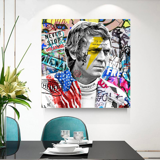 Steve Mc Queen Racing Canvas Wall Art-GraffitiWallArt