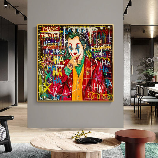 Street Artwork Character Joker Canvas Wall Art-GraffitiWallArt