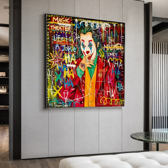 Street Artwork Character Joker Canvas Wall Art-GraffitiWallArt