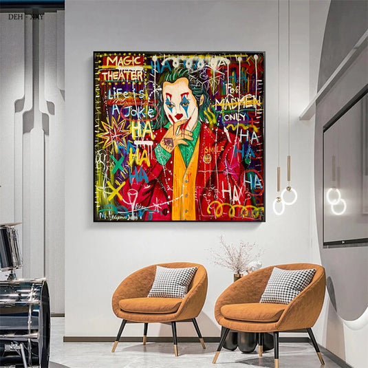 Street Artwork Character Joker Canvas Wall Art-GraffitiWallArt