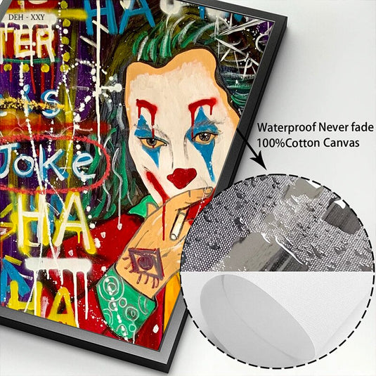 Street Artwork Character Joker Canvas Wall Art-GraffitiWallArt