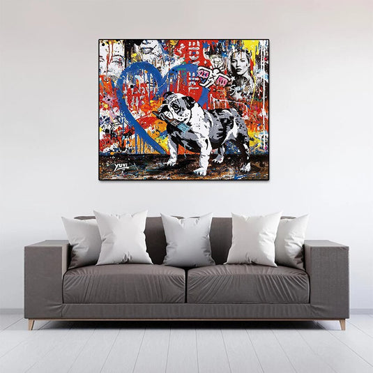 Street Graffiti Art Dog Canvas Wall Art-GraffitiWallArt