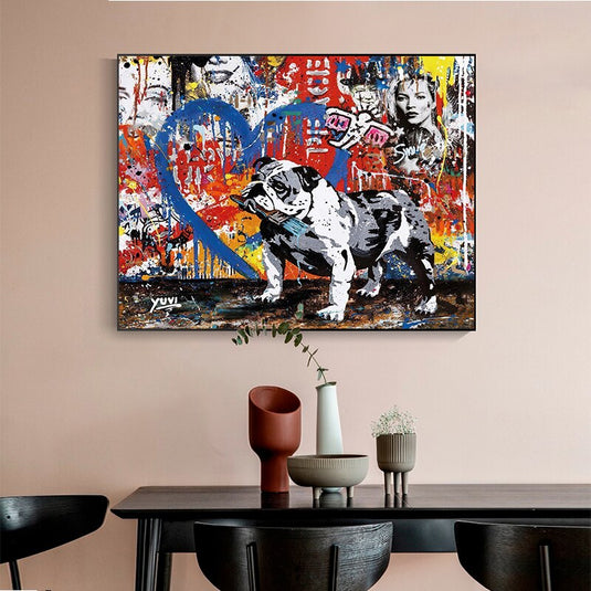 Street Graffiti Art Dog Canvas Wall Art-GraffitiWallArt