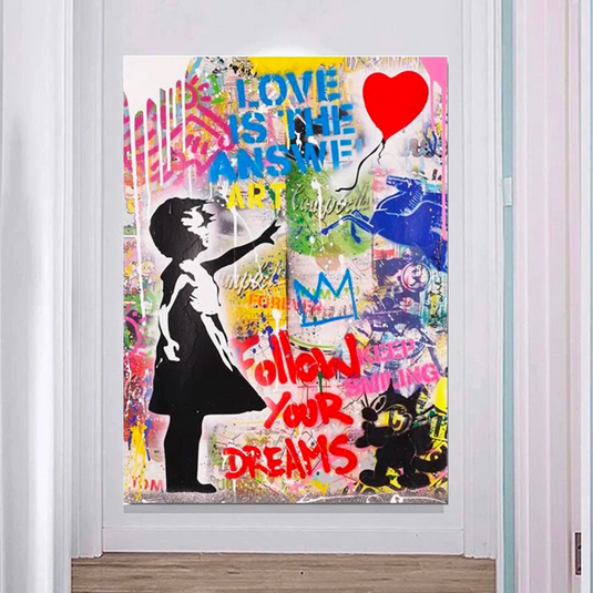 Street Graffiti Wall Art Pop Follow Your Dreams Canvas Wall Art-GraffitiWallArt