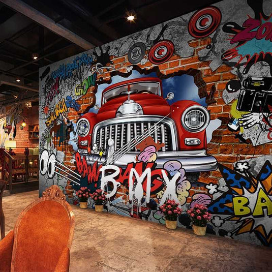 Street Racing Adventure 3D Graffiti Wallpaper-GraffitiWallArt