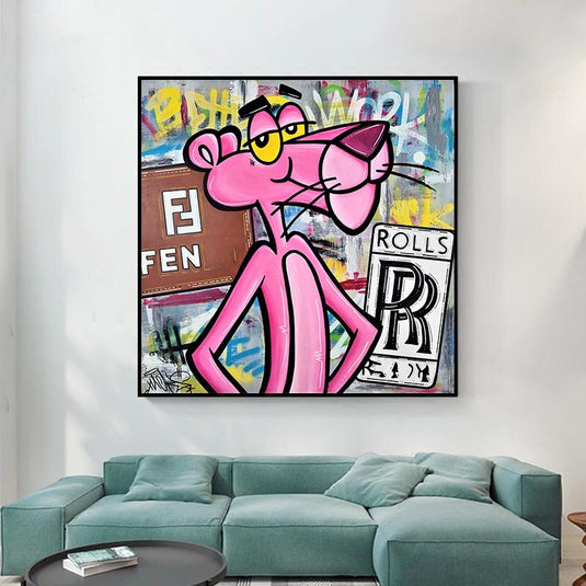 Stylish Pink Panther Poster - Expressive Art Piece-GraffitiWallArt