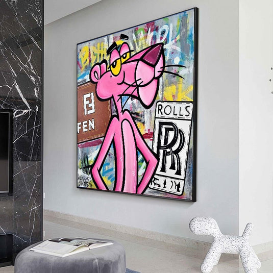 Stylish Pink Panther Poster - Expressive Art Piece-GraffitiWallArt