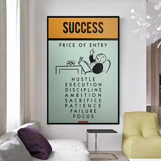 Success Price of Entry - Monopoly Canvas Wall Art-GraffitiWallArt