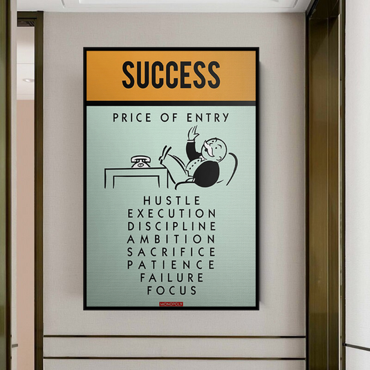 Success Price of Entry - Monopoly Canvas Wall Art-GraffitiWallArt