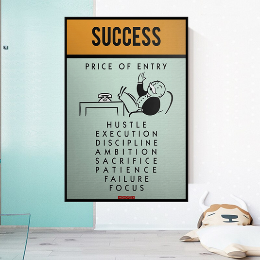 Success Price of Entry - Monopoly Canvas Wall Art-GraffitiWallArt