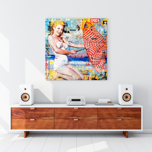 Surfing at Beach - Marilyn Monroe Wall Art-GraffitiWallArt