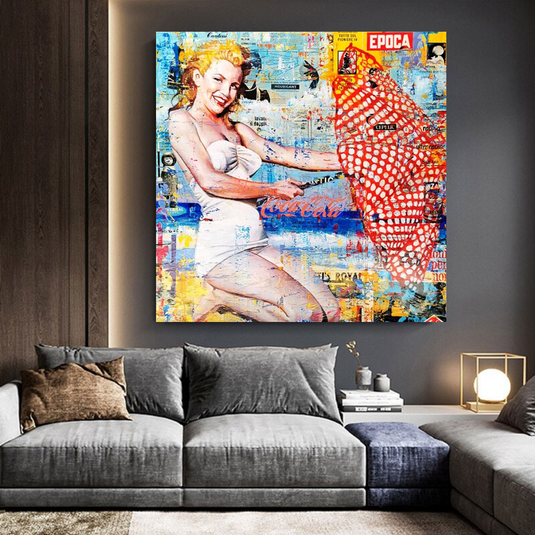 Surfing at Beach - Marilyn Monroe Wall Art-GraffitiWallArt