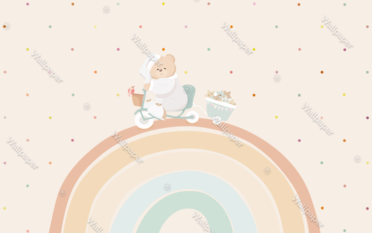 Teddy on Bike: Baby Nursery Wallpaper Mural-GraffitiWallArt