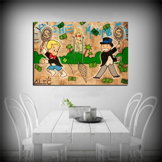 Tennis Wembledon Mr Monopoly Canvas Wall Art-GraffitiWallArt