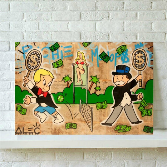 Tennis Wembledon Mr Monopoly Canvas Wall Art-GraffitiWallArt