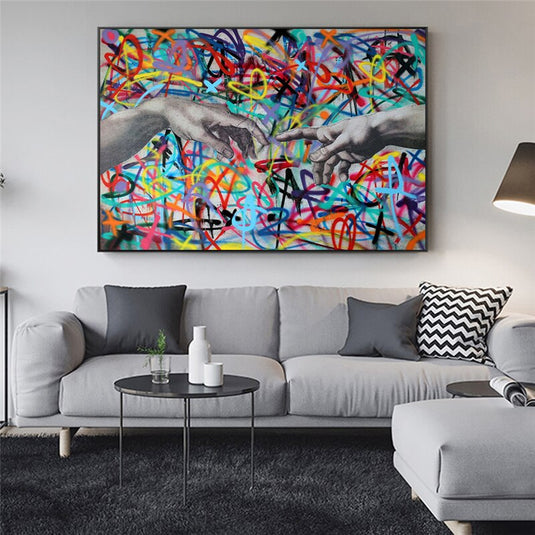 The Wall Hand To Hand Canvas Wall Art-GraffitiWallArt