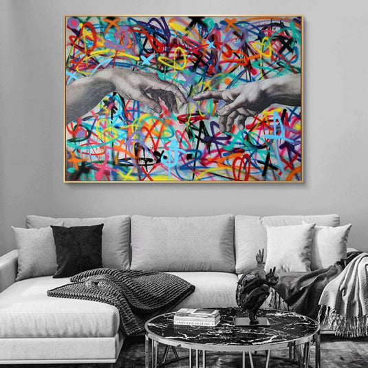 The Wall Hand To Hand Canvas Wall Art-GraffitiWallArt