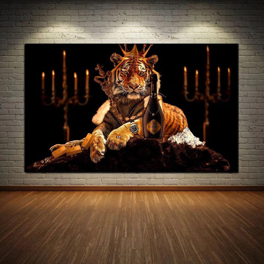 Tiger King Canvas Wall Art-GraffitiWallArt