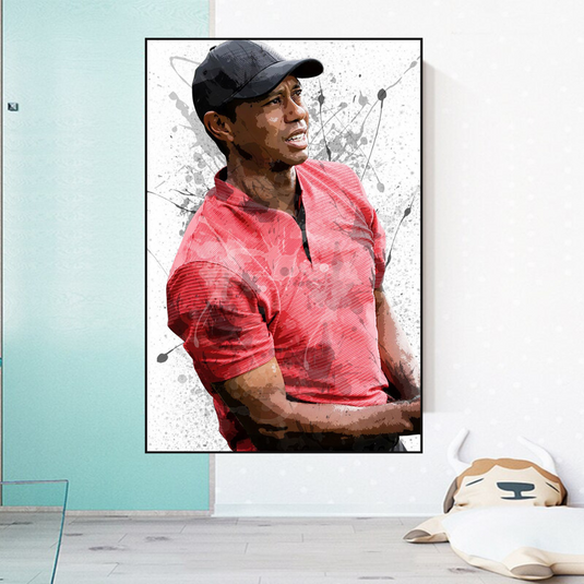 Tiger woods Golf Champion Canvas Wall Art-GraffitiWallArt