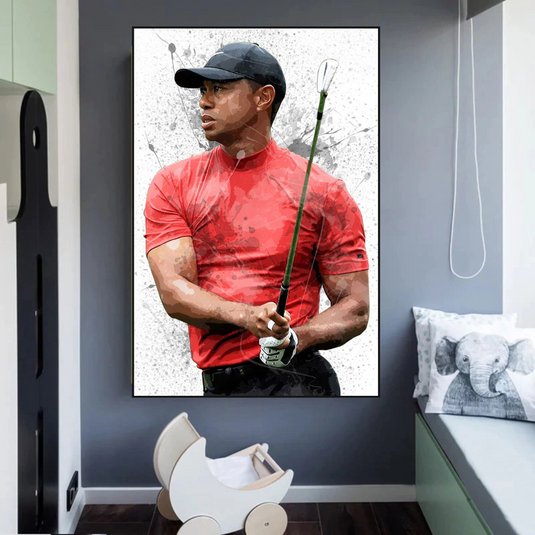 Tiger woods Golf Champion Canvas Wall Art-GraffitiWallArt