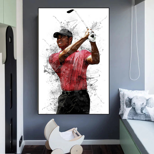 Tiger woods Golf Champion Canvas Wall Art-GraffitiWallArt