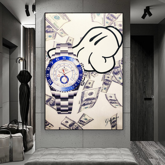 Time is Money Canvas Art: Rolex Timeless Decor-GraffitiWallArt