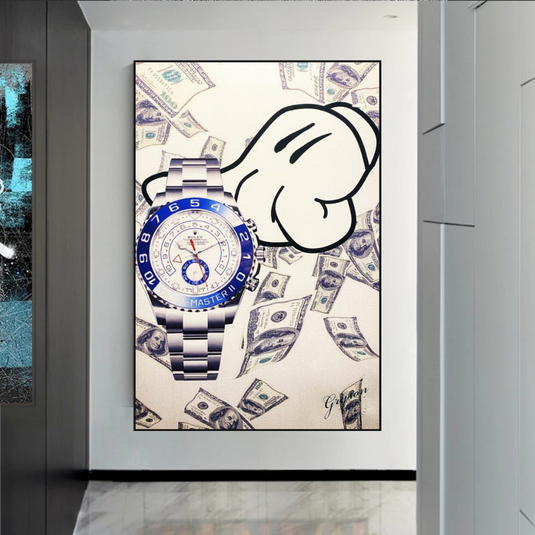 Time is Money Canvas Art: Rolex Timeless Decor-GraffitiWallArt