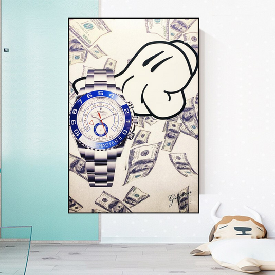 Time is Money Canvas Art: Rolex Timeless Decor-GraffitiWallArt