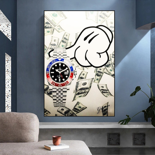 Time is Money Canvas Art: Rolex Timeless Inspiration-GraffitiWallArt