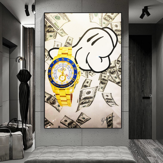 Time is Money Canvas Art: The Perfect Rolex Timepiece-GraffitiWallArt