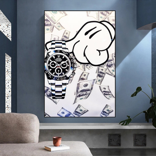 Time is Money Rolex Canvas Wall Art-GraffitiWallArt