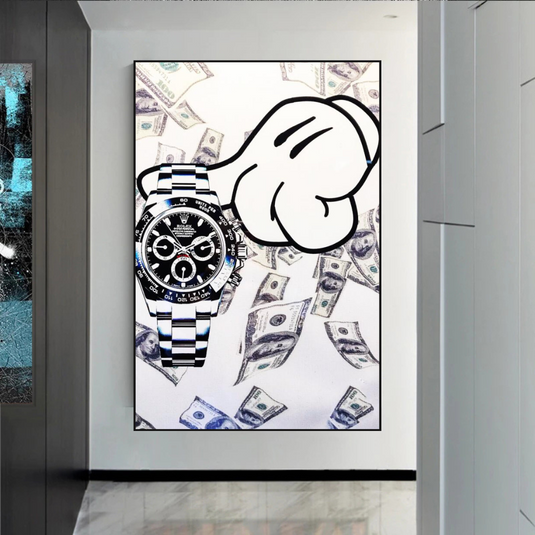 Time is Money Rolex Canvas Wall Art-GraffitiWallArt