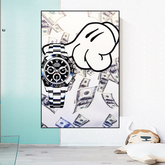 Time is Money Rolex Canvas Wall Art-GraffitiWallArt