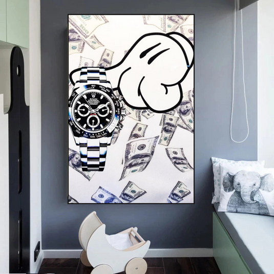 Time is Money Rolex Canvas Wall Art-GraffitiWallArt