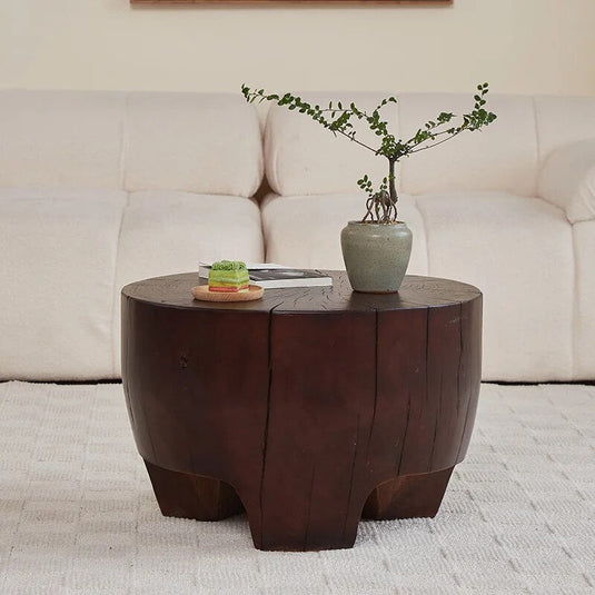 Tree Trunk Solid Wood Coffee Table-GraffitiWallArt