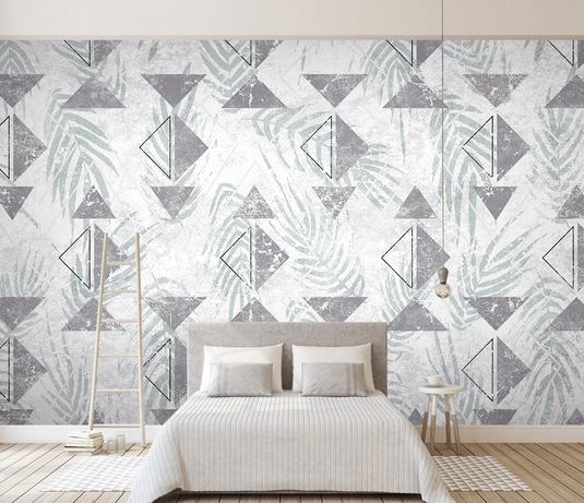 Triangular Pattern Leaves Wallpaper Murals-GraffitiWallArt